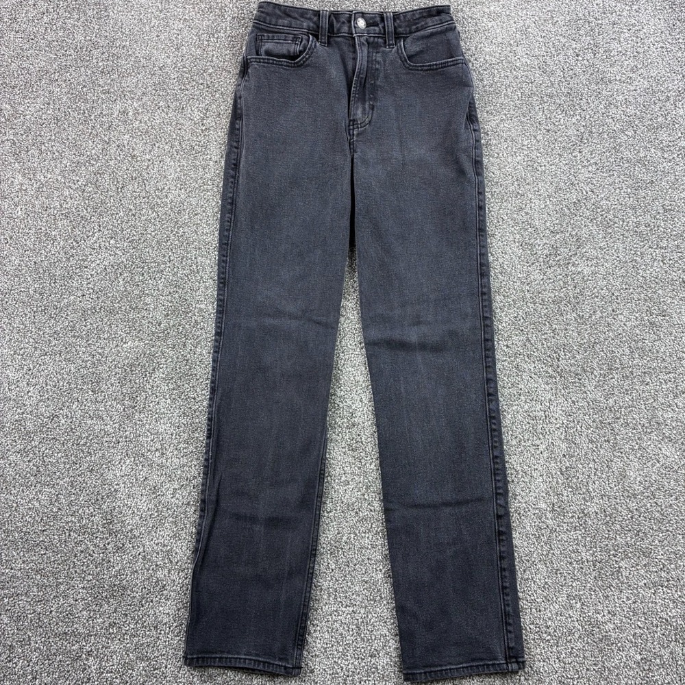 Hollister Jeans Women's 0R 25 Black Cotton Blend Ultra High-Rise 90s Straight